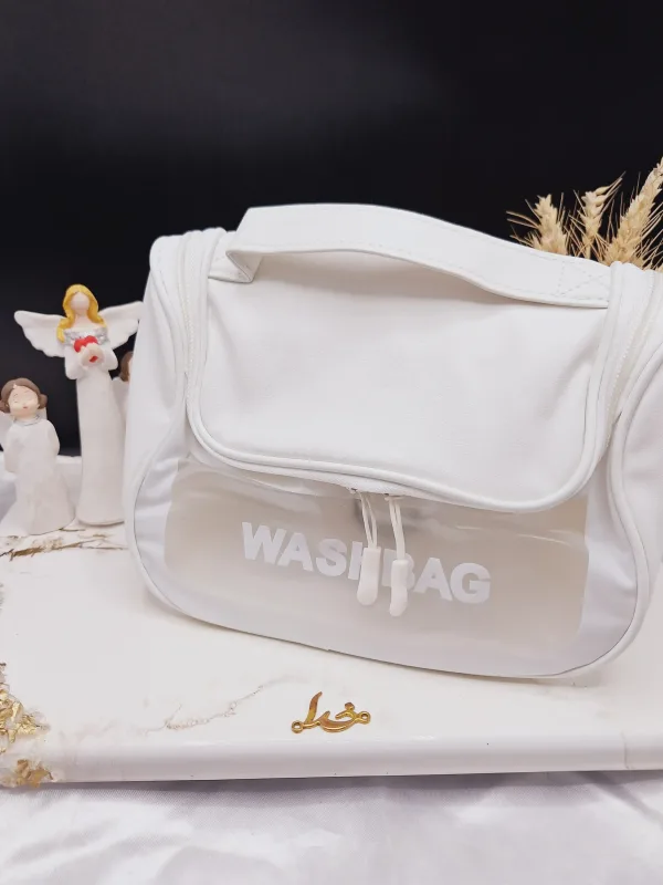 کیف آرایشی واشبگ بیضی سفید  سایز بزرگ WASHBAG